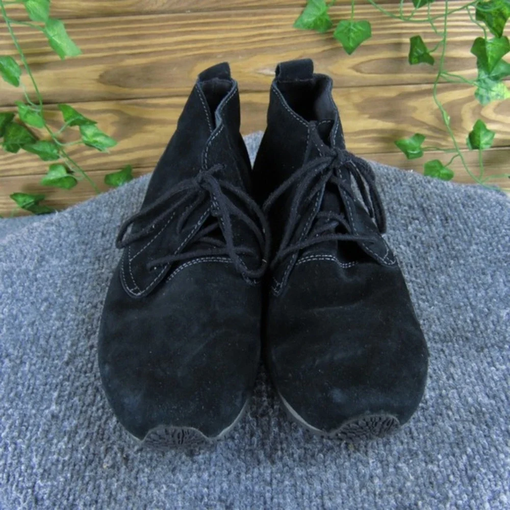 Eddie Bauer Black Suede Leather Ankle Boots Comfort Casual‎ Shoes Size Women 8.5